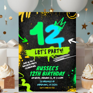 Convites Grafite Neon para 12 anos