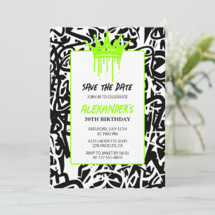 Convites Grafite Preto Verde Aniversário de 30 anos Salve a