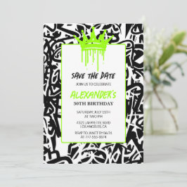 Convites Grafite verde preto para salvar a data