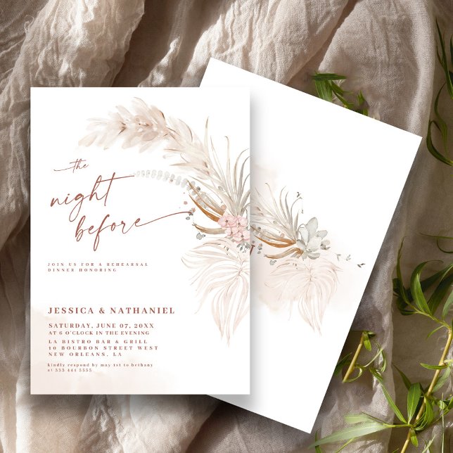 Convites Grama das Pampas Boho Floral A Noite Anterior (Criador carregado)