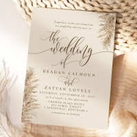 Grama das Pampas Casamento Exótico Caligrafia Terr