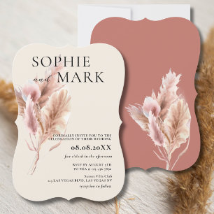 Convites Grama das Pampas Rústico Boho Rosa Malva