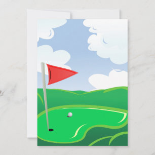 Convites Grama de Golfe com Bandeira Vermelha e Bola
