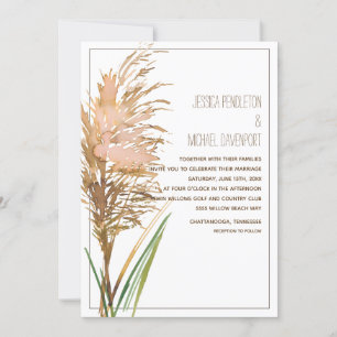 Convites Grama Rústica das Pampas em Casamento Branco