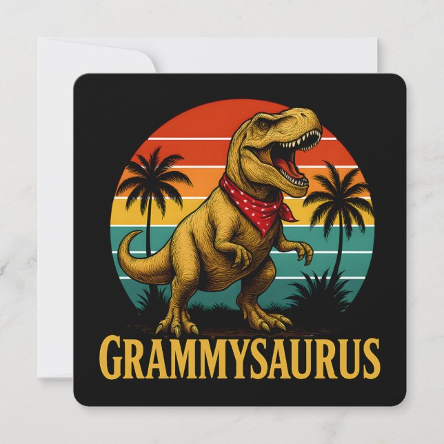 Convites Grammysaurus T Rex Dinosaur Dia de as mães (Frente)