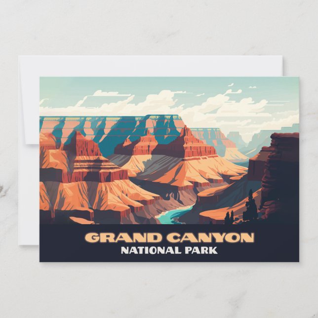 Convites Grand Canyon National Park Arizona Retro (Frente)