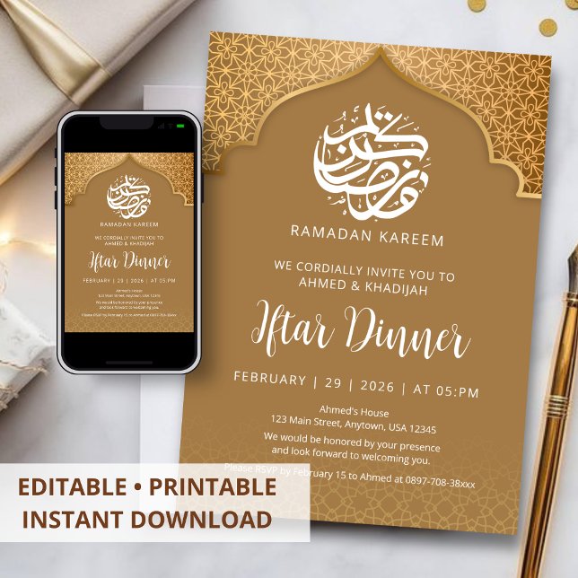 Convites Grand Mosque Arch Ramadan Iftar Dinner Invitation (Criador carregado)