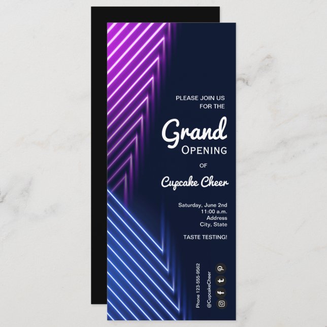 Convites Grand Open Neon (Frente/Verso)