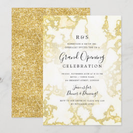 Convites Grande Abertura Corporativa de Glitter Dourado Mar