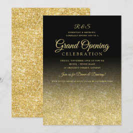 Convites Grande Abertura Corporativa - Dourado Glam Glitter