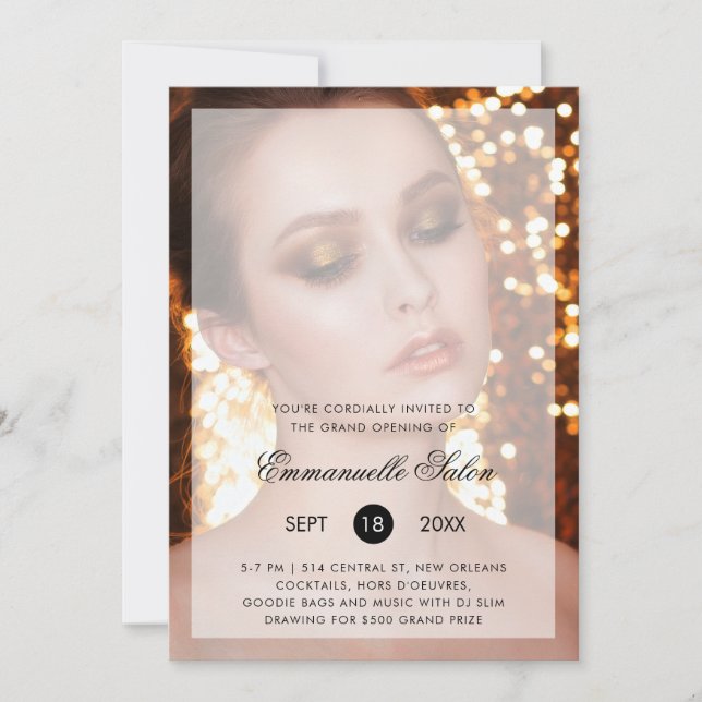 Convites Grande Abertura da Bela Fotografia Moderna Salon (Frente)