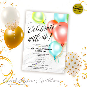 Convites Grande Abertura de Balões Vermelhos Amarelos Amare