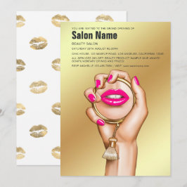 Convites Grande Abertura de Salão de Bela Chica, Rosa e Dou