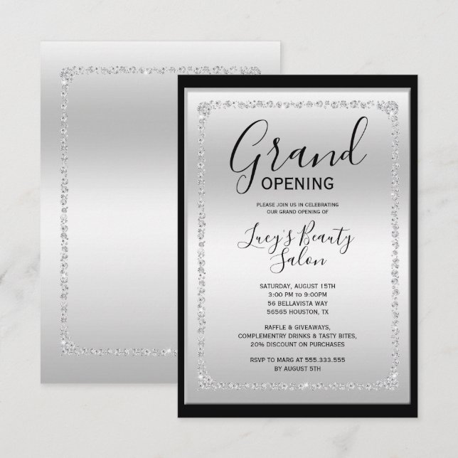 Convites Grande Abertura de Silver e Diamante Negro (Frente/Verso)