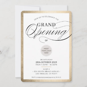 Convites GRANDE ABERTURA do evento comercial moderno ouro n