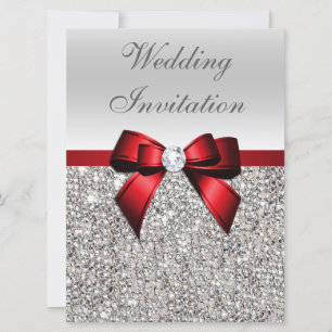 Convites Grande Arco Vermelho Faux Silver Sequins