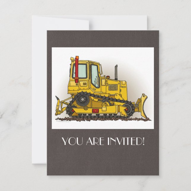 Convites Grande Bulldozer Dozer (Frente)