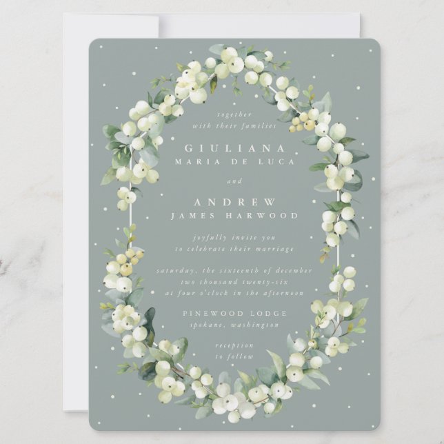 Convites Grande Casamento de Neve Verde + Eucalipto (Frente)