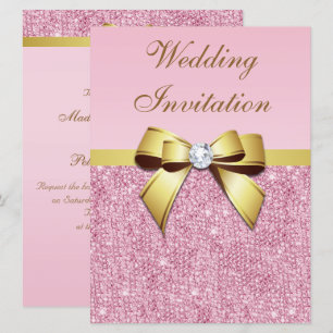 Convites Grande Casamento Faux Sequências Rosa Douradas Arc
