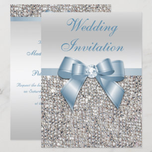 Convites Grande Casamento Faux Silver Sequins Dusty Arco Az