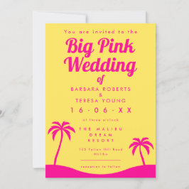 Convites Grande Casamento Rosa Barbiecore Trendy Yellow Bea