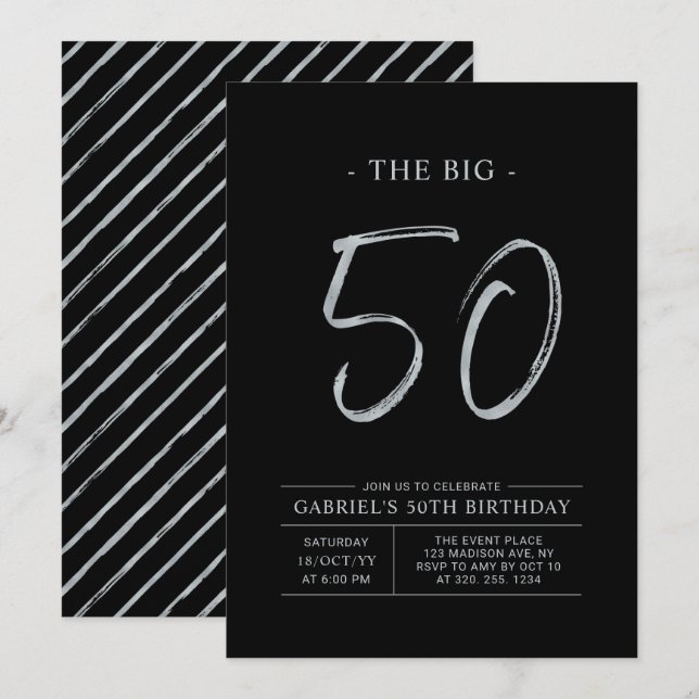 Convites Grande Cinquenta | Festa de Aniversário de 50 anos (Frente/Verso)