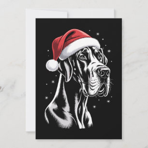 Convites Grande Dane Chapéu de Papai Noel Preto Branco Nata