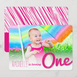 Convites Grande Desenho Rosa, Festa de primeiro aniversario