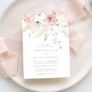 Convites Grande Elegância: Casamento Floral Blush & White