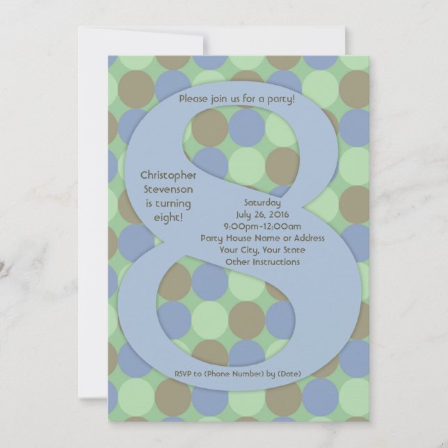 Convites Grande Festa de aniversário 8 8º Rapaz (Frente)