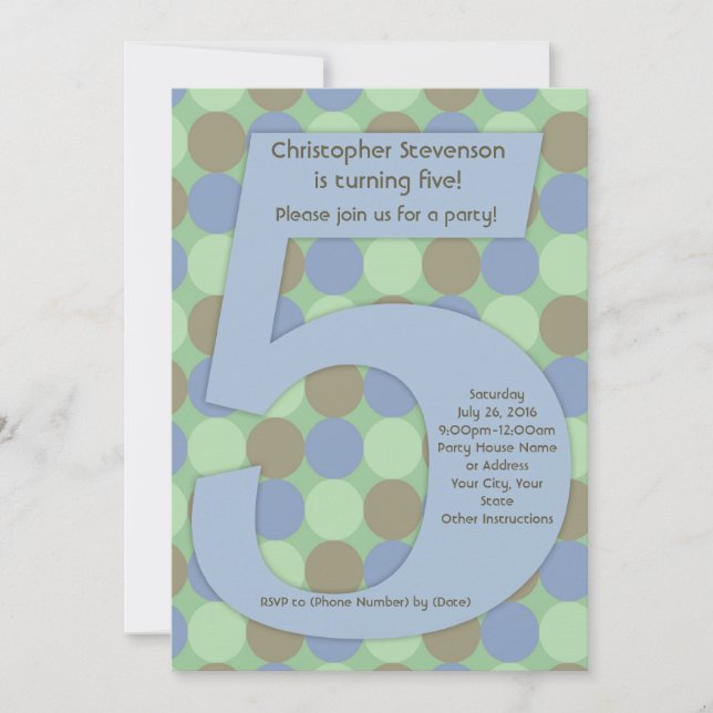 Convites Grande Festa de aniversário de 5 de 5 Meninos (Frente)