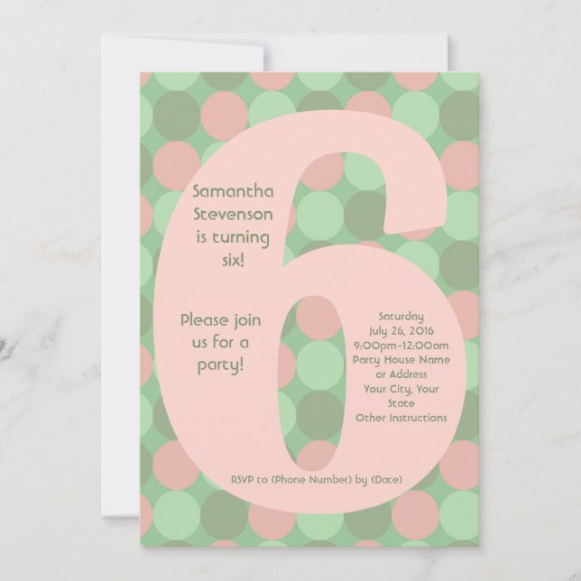 Convites Grande Festa de aniversário de 6 da garota número  (Frente)