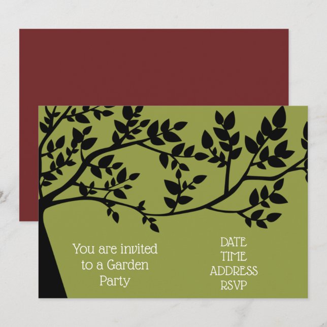 Convites Grande festa de jardim com árvore (Frente/Verso)