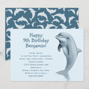 Convites Grande festa do Aniversário de criança de golfin