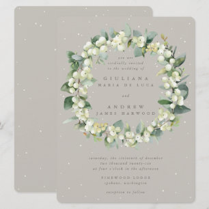Convites Grande Greige Snowberry+Eucalyptus Wreath Casament