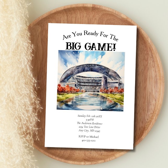 Convites Grande Jogo de Futebol no Dia do Jogo  (Football game, Superbowl Big Game Day invitation)