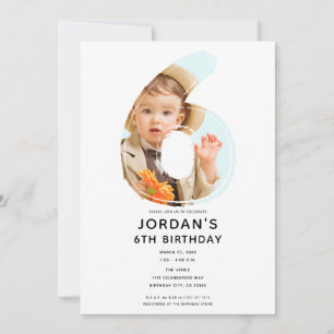 Convites Grande Número 6 SEX Foto Sexto Aniversário de 6 an