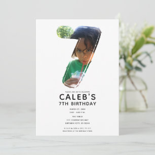 Convites Grande Número 7 SETE Foto 7º Aniversário