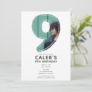 Convites Grande Número 9 Nove Foto 9º Festa de Aniversário