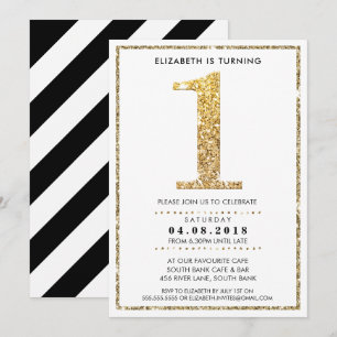 Convites GRANDE NÚMERO DE IDADE CONVIDAR 1 brilho dourado m