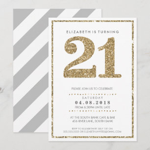 Convites GRANDE NÚMERO DE IDADE CONVIDAR 21 brilhantes de o