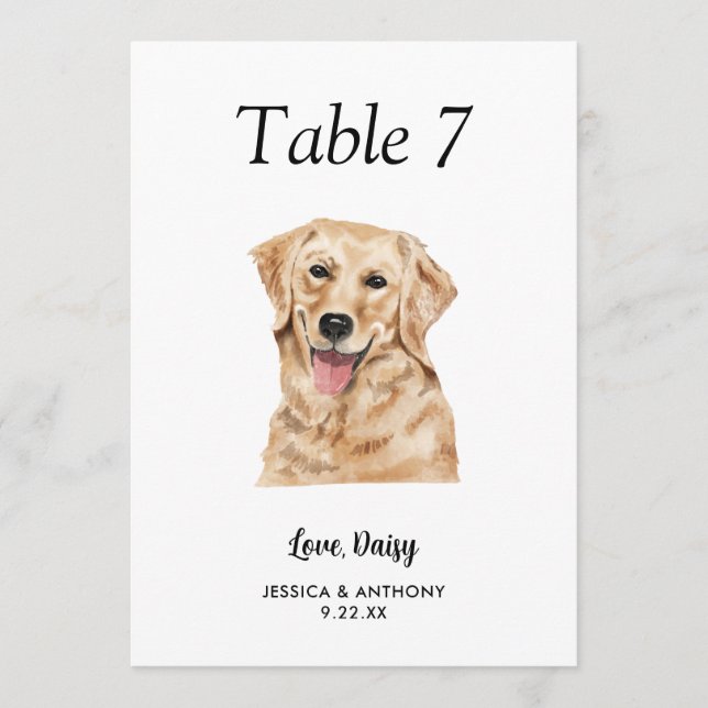 Convites Grande Número de Mesa de Casamento de Cachorro em  (Frente)