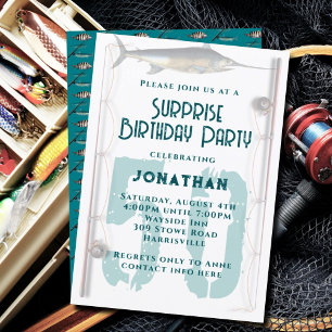 Convites Grande Número de Pescaria Tema Adulto Festa Mascu