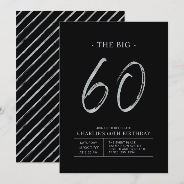 Convites Grande Sessenta | Festa de Aniversário de 60 anos  (Frente/Verso)