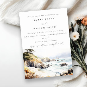 Convites Grande Sur Califórnia Aquarela Paisagem Casamento 