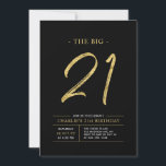 Convites Grande Vinte Um | Festa de Aniversário de 21 anos<br><div class="desc">Celebre seu dia especial com este convite de aniversário de 21 anos simples e elegante. Este design apresenta uma escrita "O Grande 21" com um layout limpo em uma combinação de cores preta e dourada. Mais designs e suprimentos para festas estão disponíveis na minha loja BaraBomDesign.</div>