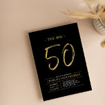 Convites Grandes Cinquenta | Festa de aniversário 50 Dourad<br><div class="desc">Celebre seu dia especial com este simples convite de aniversário 50º na moda. Este design apresenta um script de pincel "The Big 50" com um layout limpo em uma combinação de cores preto e dourado. Há mais designs e suprimentos de festas disponíveis no meu compro,  BaraBomDesign.</div>