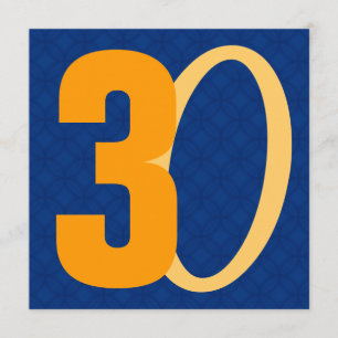 Convites Grandes números do aniversário de 30 anos azuis 