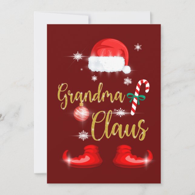 Convites Grandma Santa Claus Funny Family Christmas Pjs (Frente)
