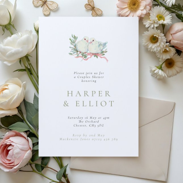 Convites Grandmillenial Love Birds Couples Shower (Criador carregado)